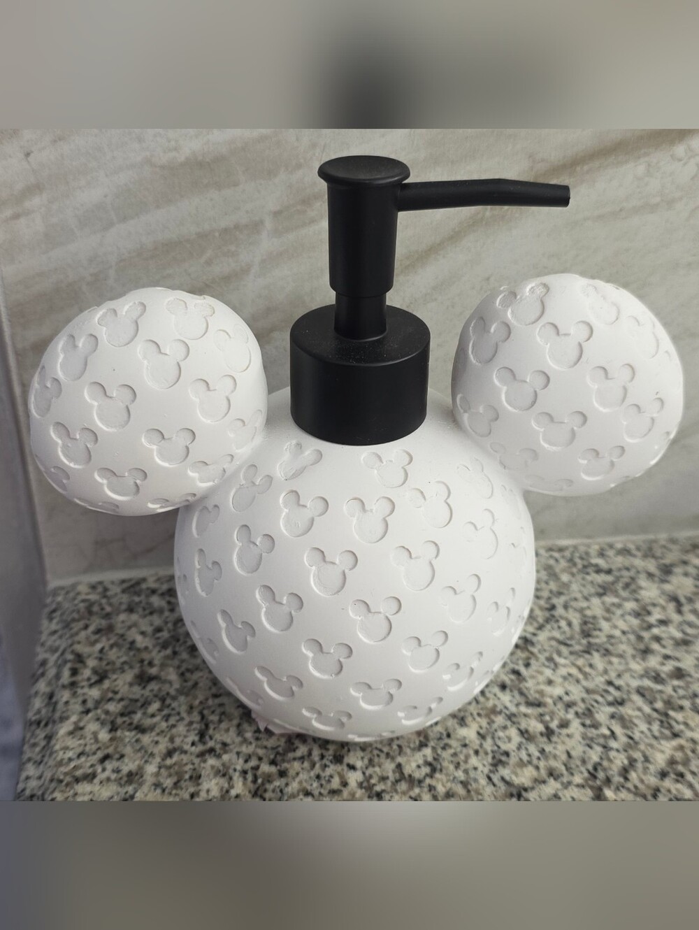 New With Tags Disney Mickey Mouse White Shape Pattern Soap Dispenser 6" x 6.5"